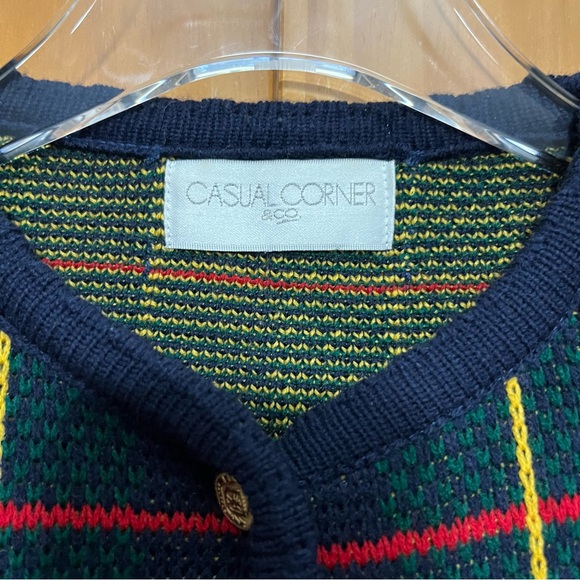 Vintage Casual Corner Plaid Cardigan Sweater Size XL - Picture 2 of 6